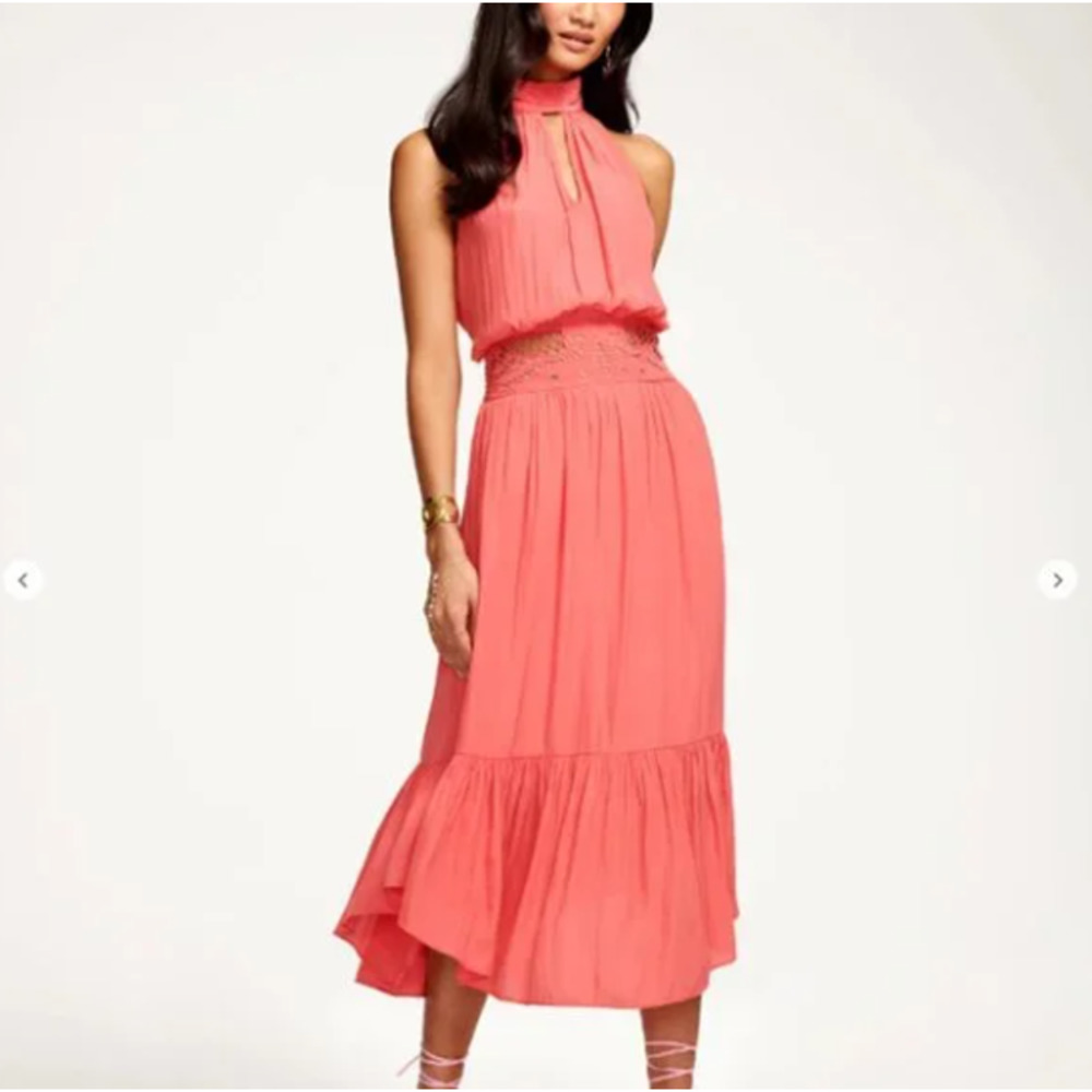 Ramy Brook Coral Halter Midi Dress